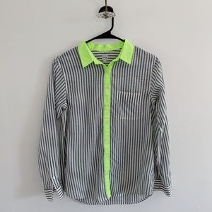 Madewell Electric Prep Green Color Line Stripe Blouse